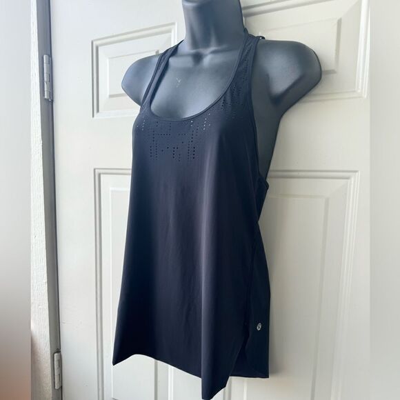 LULULEMON Small Singlet Racer Back Lasercut Logo Tank Top Black Shirt Size 4 - Picture 3 of 8